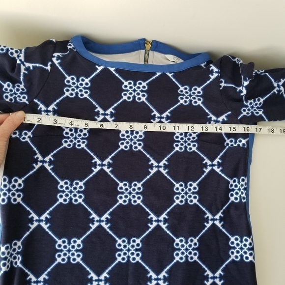 Crown & Ivy Blue/Navy Nautical Key Print 3/4 Sleeves Midi Shift Dress Size XS - Picture 7 of 12